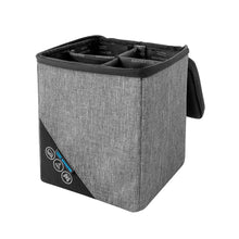 Lade das Bild in den Galerie-Viewer, WINE GLASS BUDDY Produktbild vorne zurückgeklappte Klappe ; Farbe: Grau, Schwarz ; Navigator ; Schützt deine Weingläser unterwegs bei Campen oder Caravaning