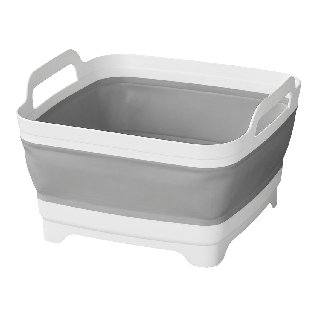 Folding sink bowl with floor drain