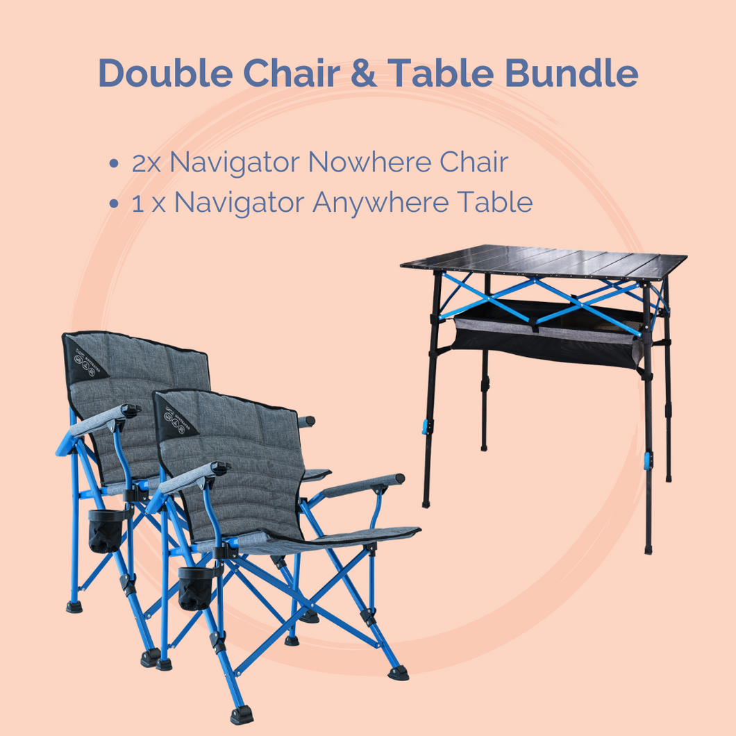 Camping Picnic Double Chair & Table Bundle - KUMPL