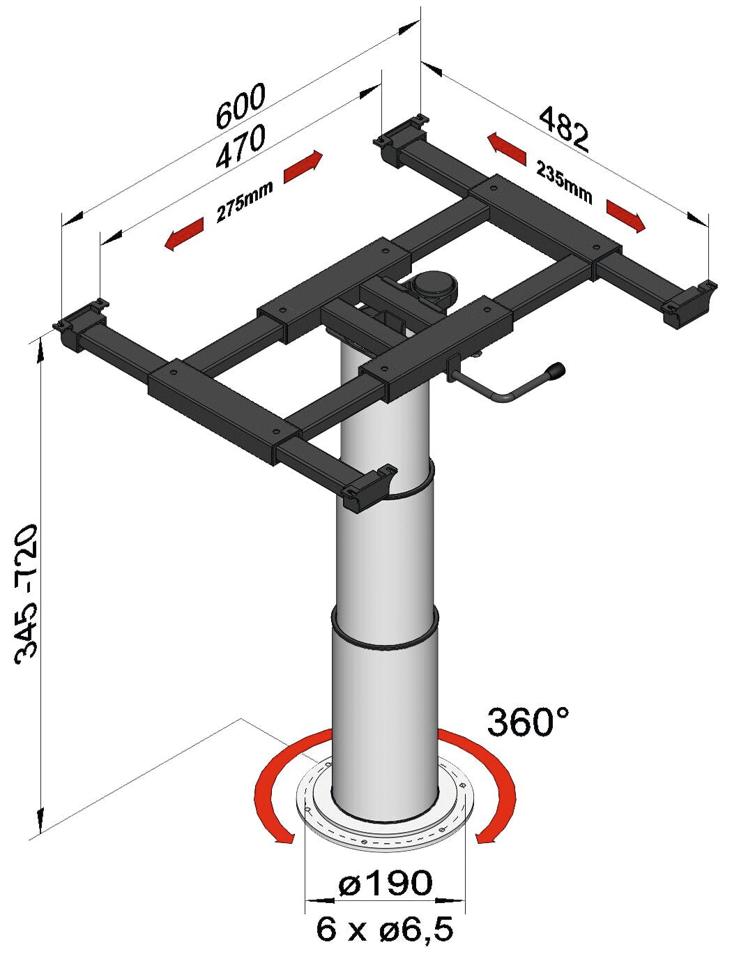 Lift frame with twist cast gray