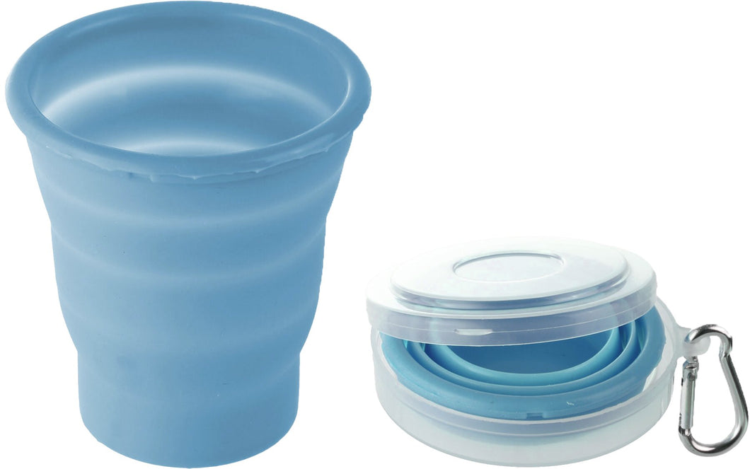 Silicone folding cup FOLD AWAY blue