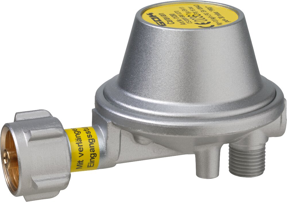 Low pressure regulator L-shape