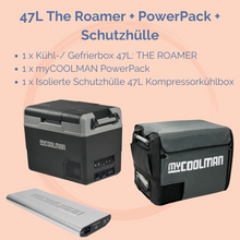 Load image into Gallery viewer, myCOOLMAN PowerPack am The Roamer: 47L Kühl-/Gefrierbox. Farbe: Silber. MyCOOLMAN.
