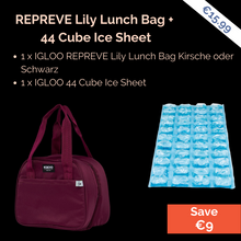 Load image into Gallery viewer, Bundle Deal: REPREVE Lily Lunch Bag + 44 Cube Ice Sheet ; Perfekter Bundle für Camping und Caravaning ; Farbe: Rot und Blau ; Igloo ; Produktbild 
